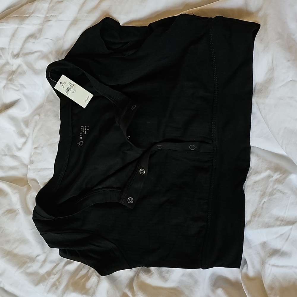 Aerie Offline Real Me Henley Cropped Tee Nwt - Picture 2 of 4